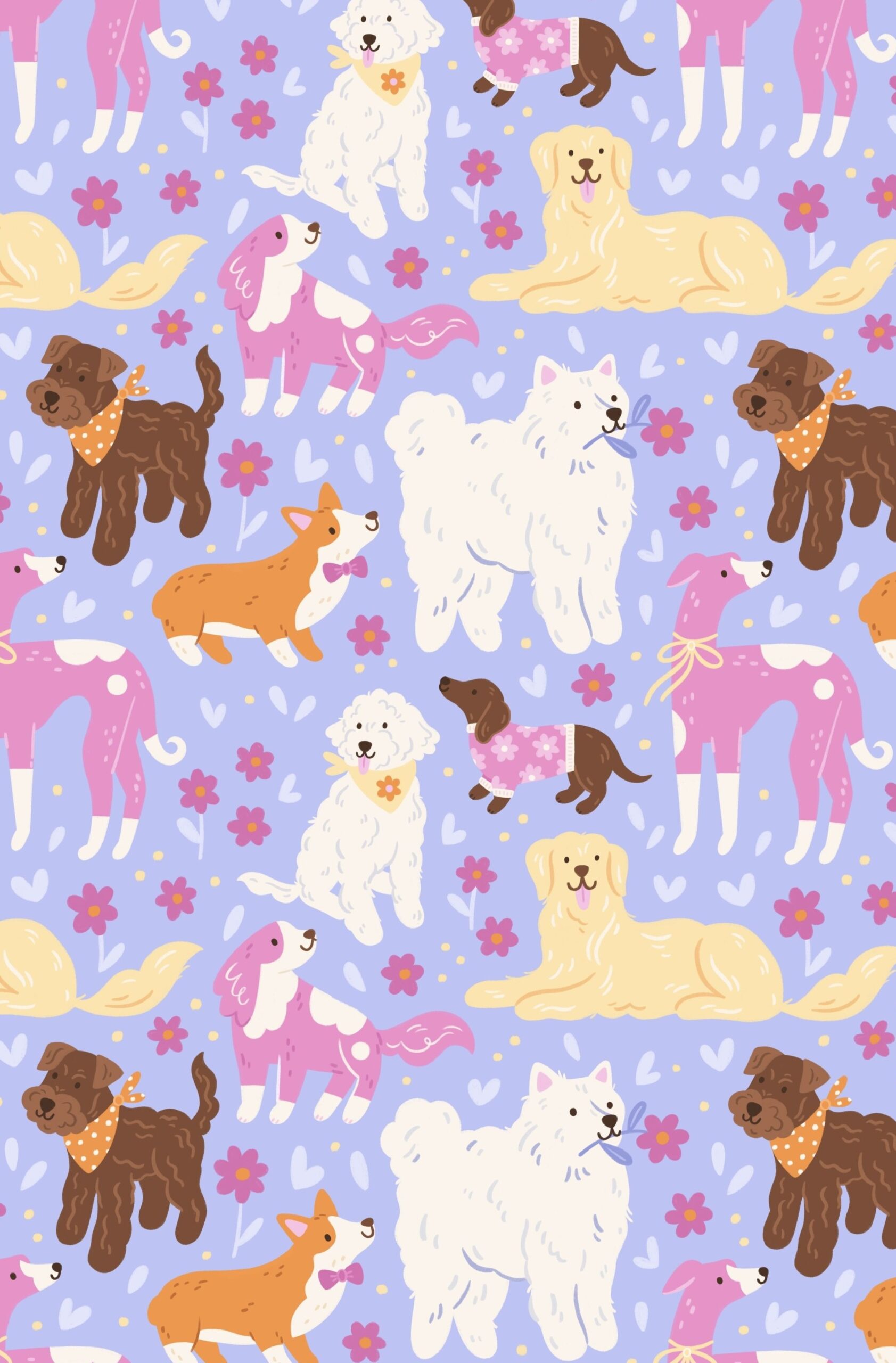 📁 📊 dream life manifestation: Cute Dog Breeds Pattern for Digital Design & Planners