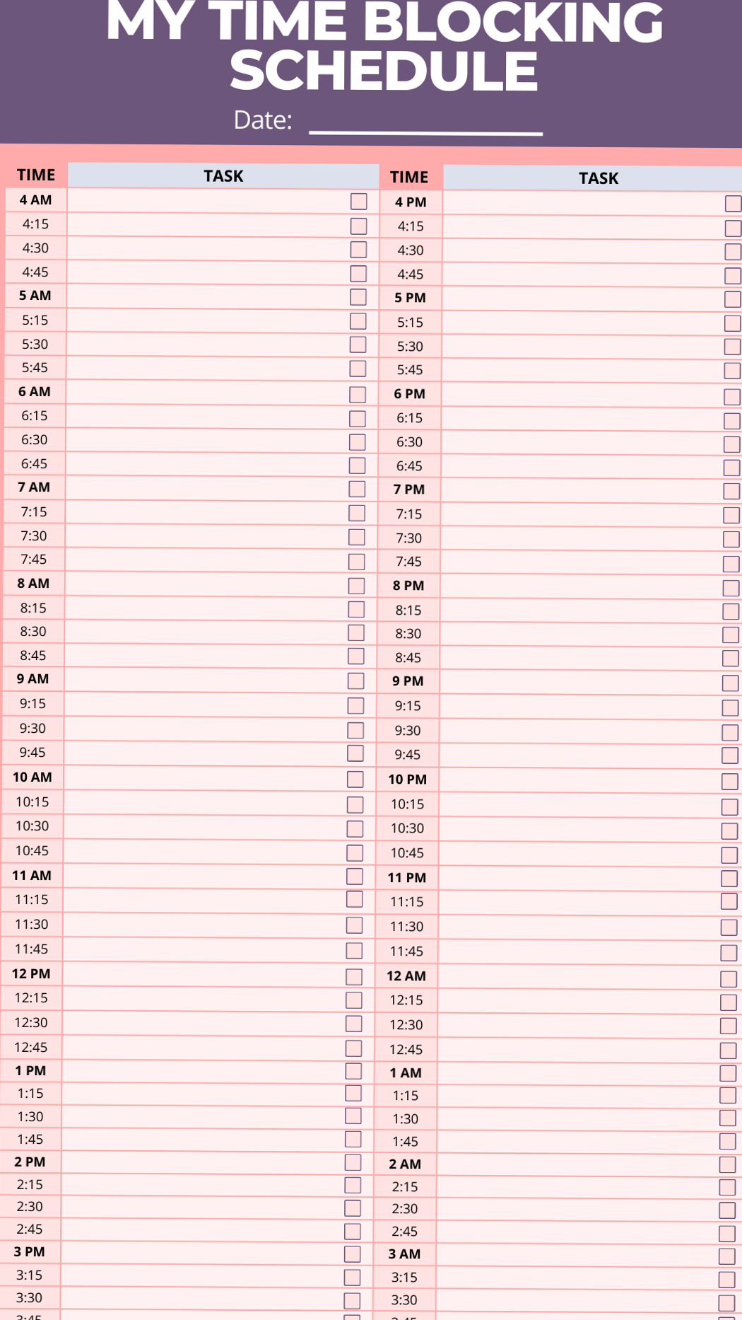 📊 📁 dream life manifestation: Cute Daily Planner Template (Kawaii) Free Printable Schedule Download