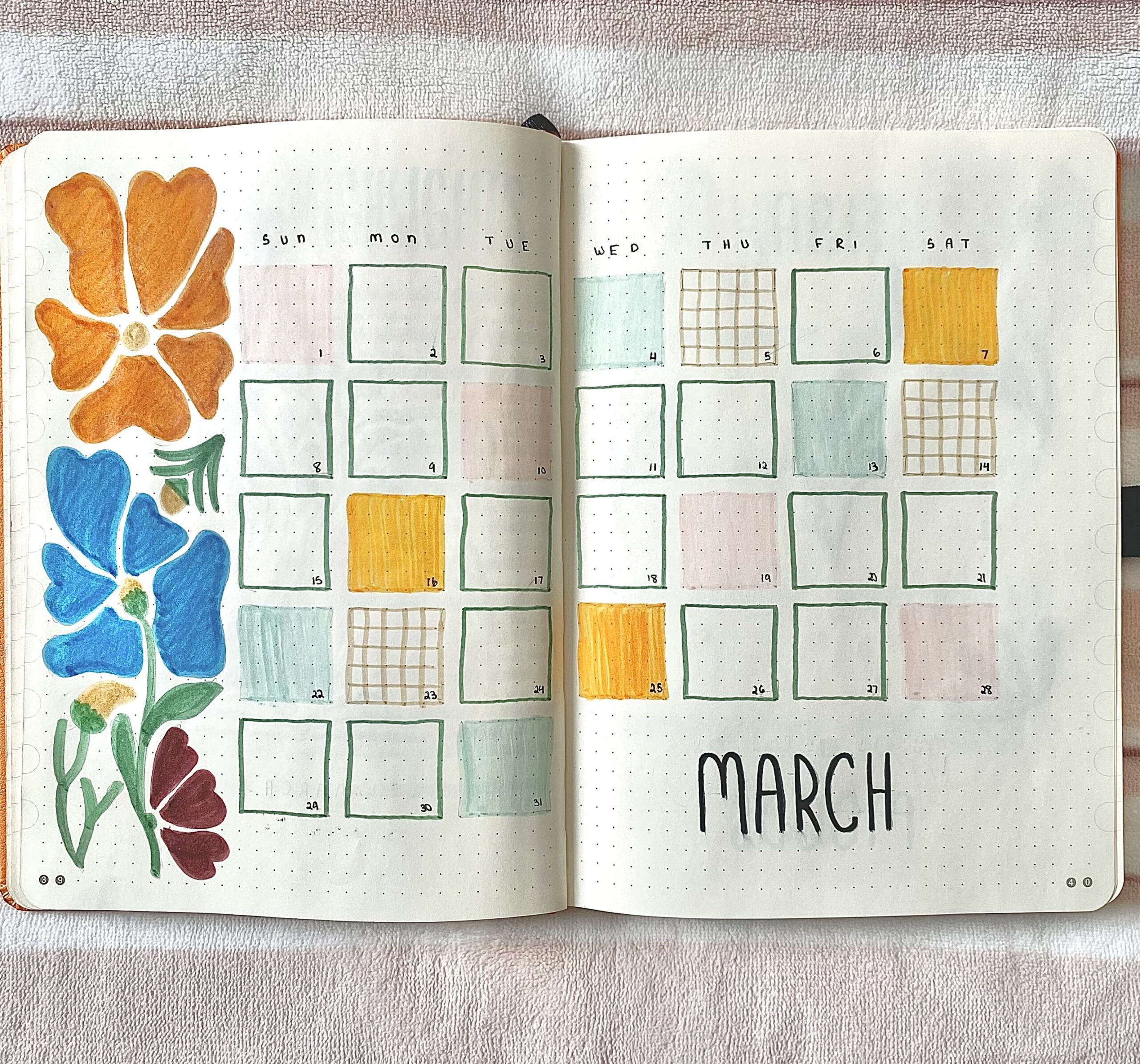 ✨ 🎀 dream life manifestation: Flower Bullet Journal Calendar Page