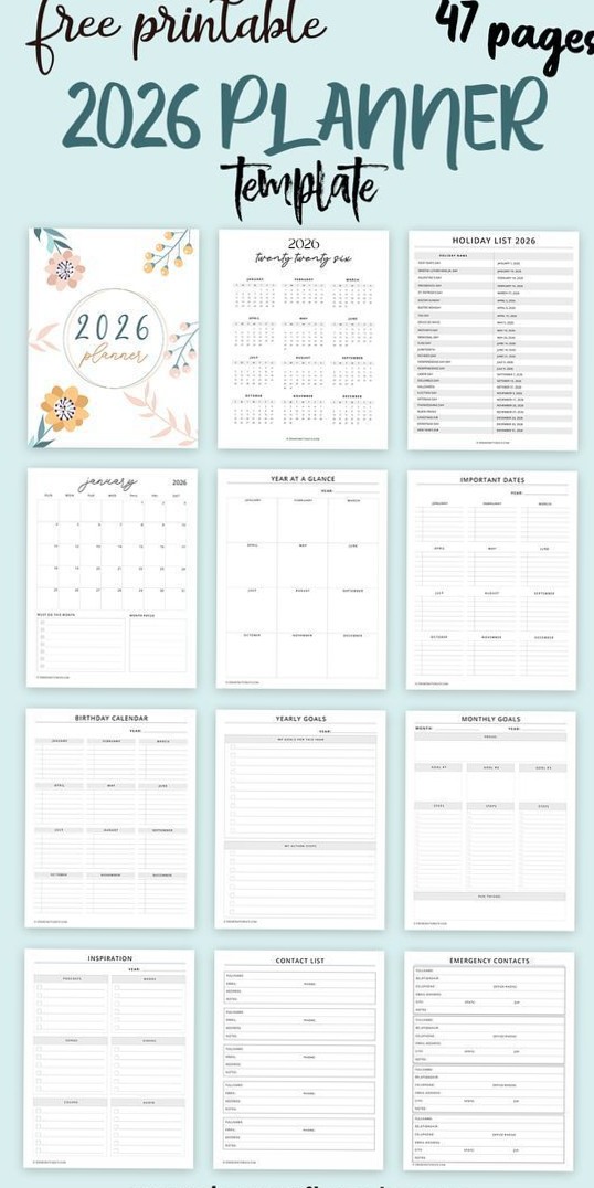 🖇️ 📌 dream life manifestation: Free 2026 Personal Day Planner — 47 Pages of Templates & Goals