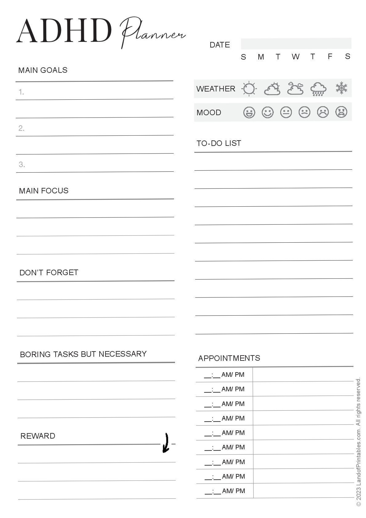 📊 📌 dream life manifestation: Free ADHD Planner for Life Organization | Digital Design