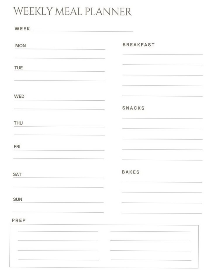 🕯️ 🎀 dream life manifestation: Free Weekly Meal Planner Printable for Creative Living