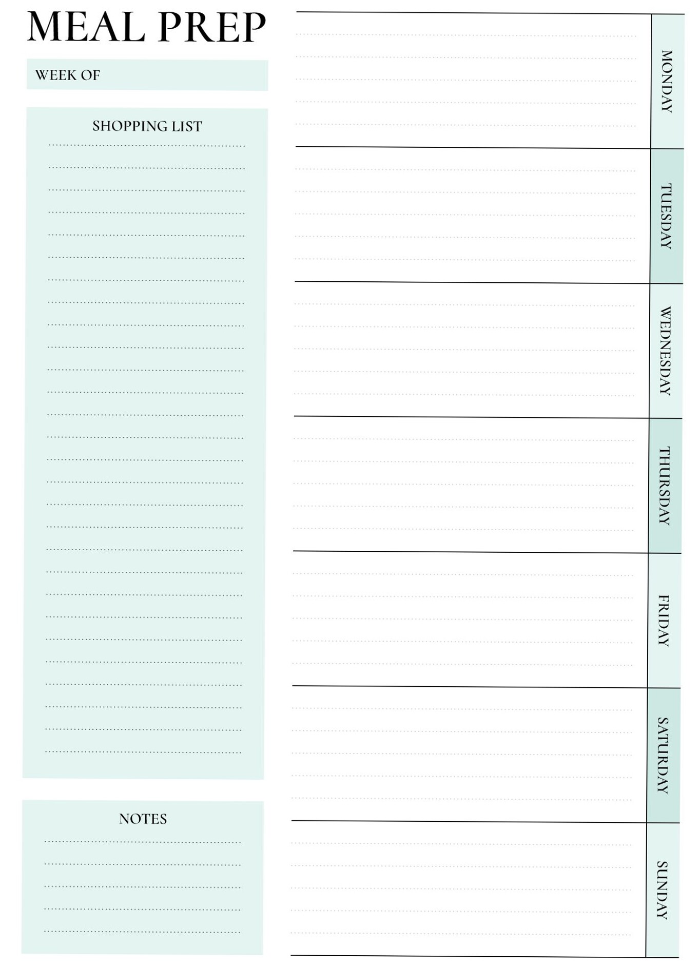 📁 📊 dream life manifestation: Meal Prep Planner Template | Google Docs Design