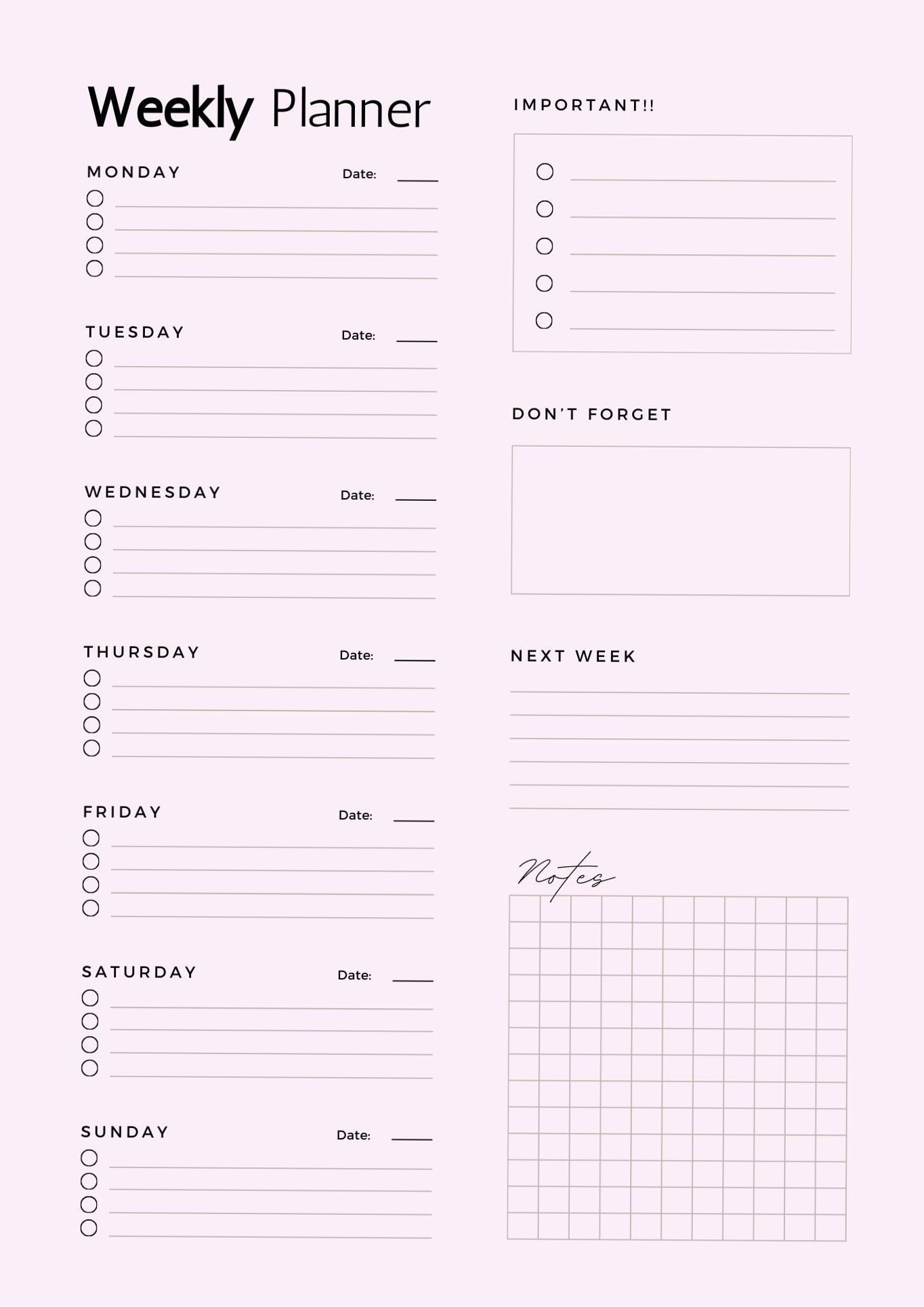 📍 💎 dream life manifestation: Minimalist Aesthetic Weekly Planner | GoodNotes Free Template