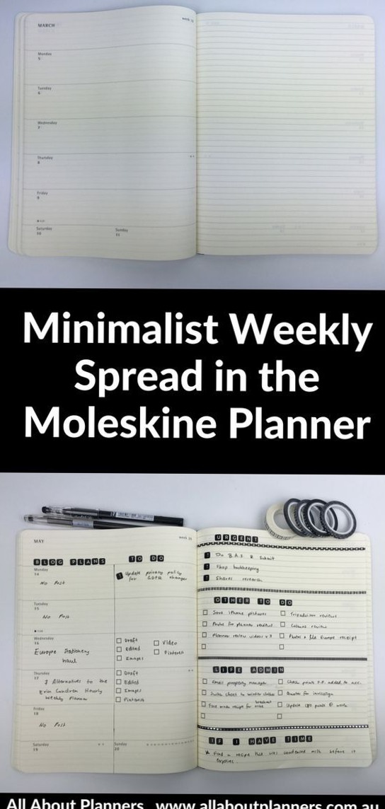 🖌️ 🪄 dream life manifestation: Minimalist Black & White Weekly Spread — Moleskine Planner Design