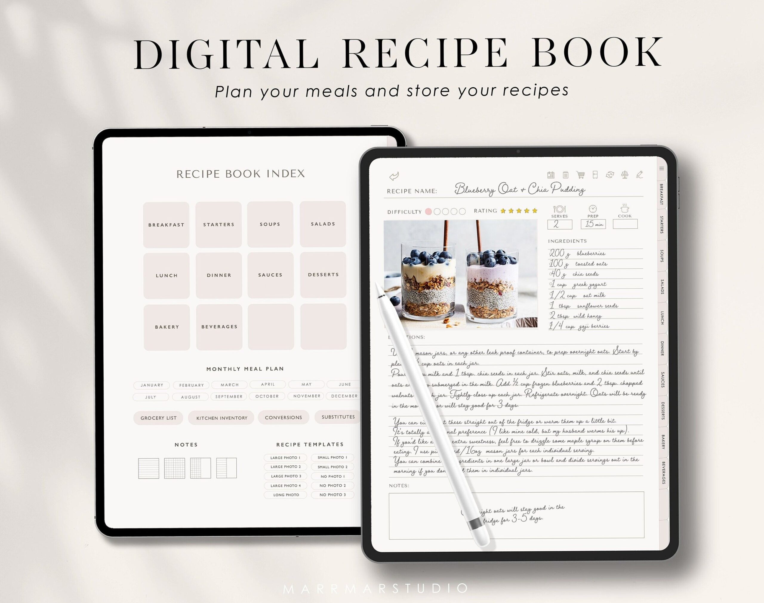 🖌️ 🖌️ dream life manifestation: Modern Digital Recipe Book & Cookbook Template | Editable, Printable Layout
