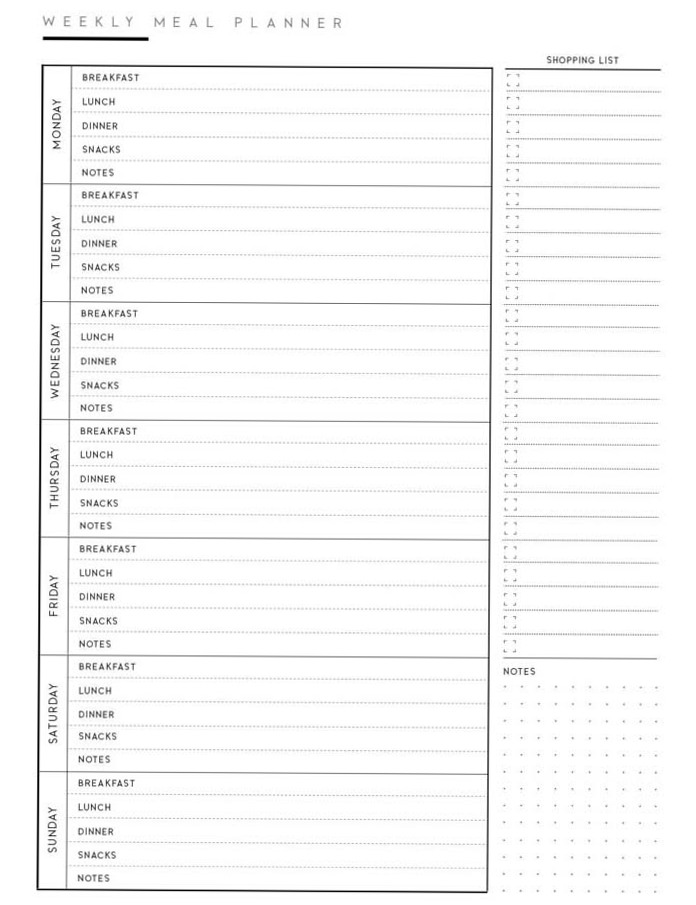 🎀 🌿 dream life manifestation: Printable Weekly Dinner Planner PDF Template