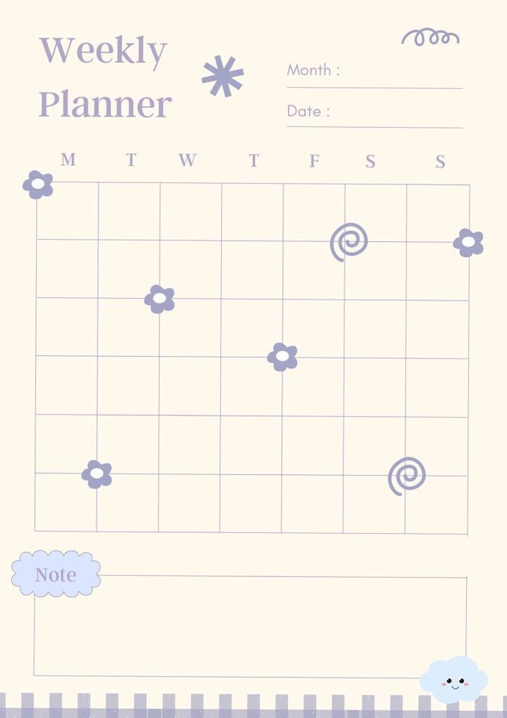 🎨 🌈 dream life manifestation: Purple Minimalist Weekly Planner Design