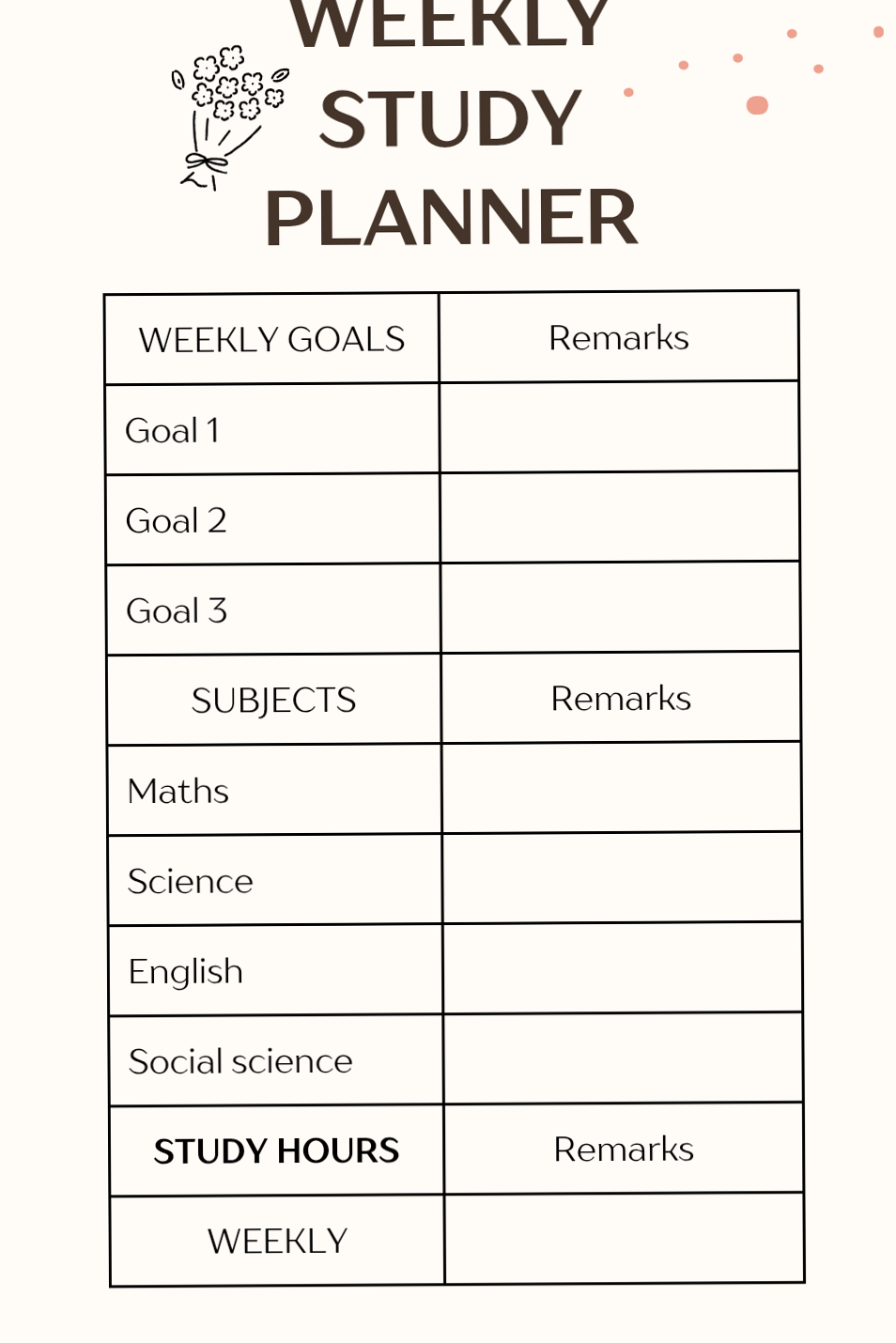 🍰 🍰 dream life manifestation: Simple Weekly Study Planner for Students