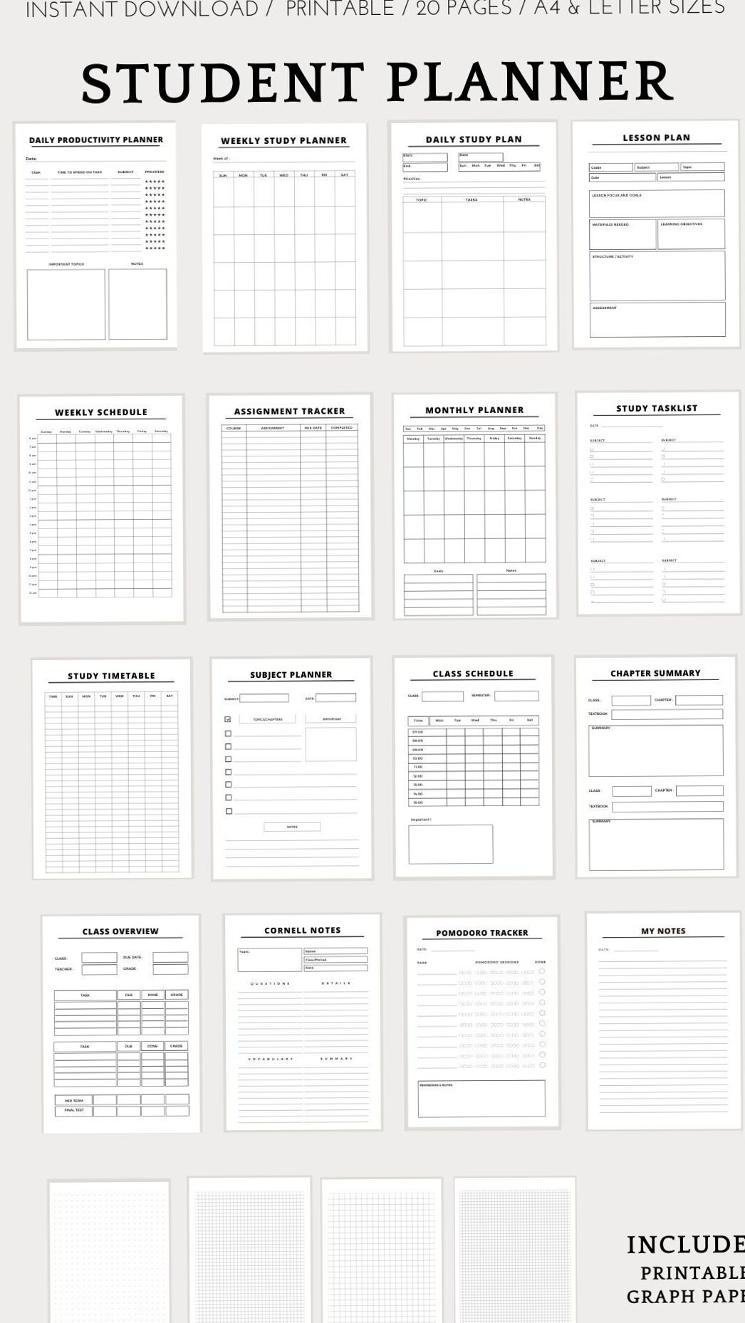 🕯️ 🕯️ dream life manifestation: Student Planner — College Graph Paper & Academic Organizers