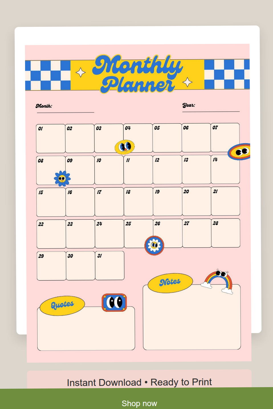 🌸 💍 dream life manifestation: Stylish Y2K Monthly Calendar & Budget Planner