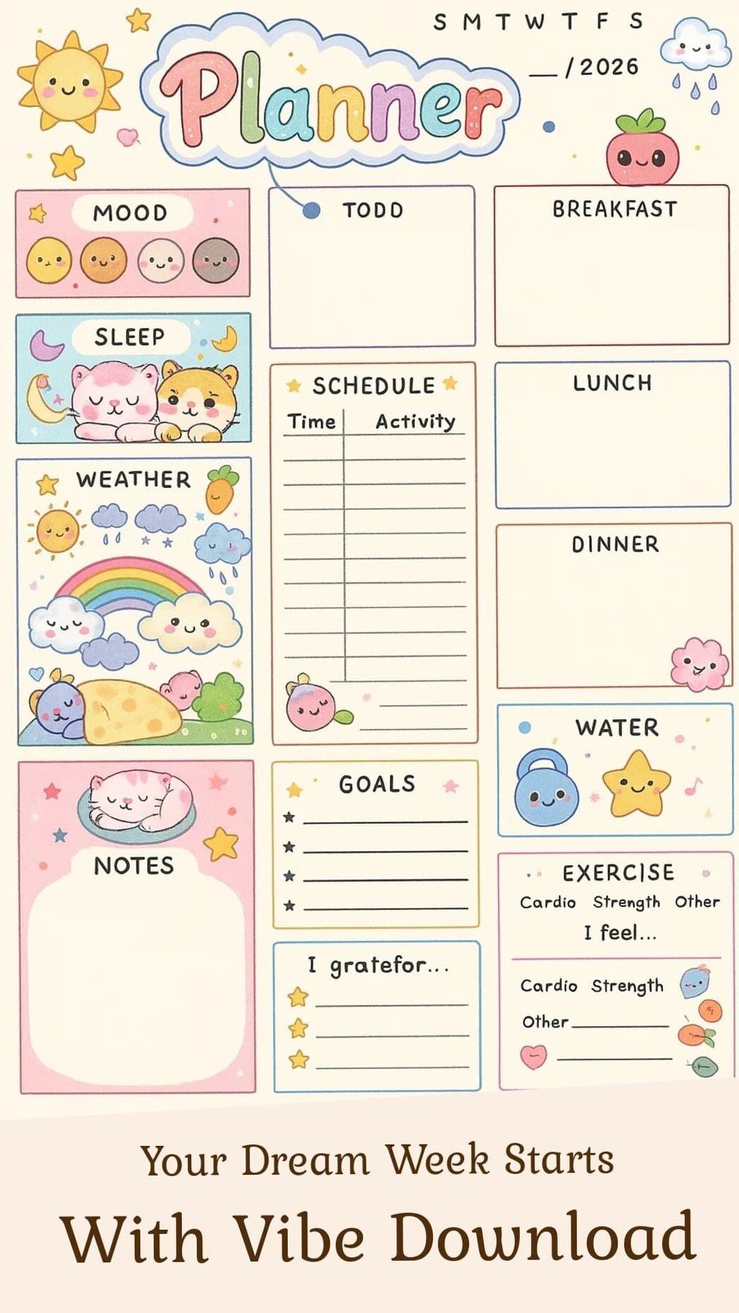 💎 🌈 dream life manifestation: The Ultimate Pink Daily Planner for Wellness and Vibe Tracking