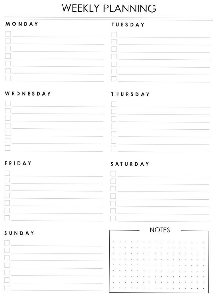 🌈 🌈 dream life manifestation: Weekly Planner Templates — Black & White Design