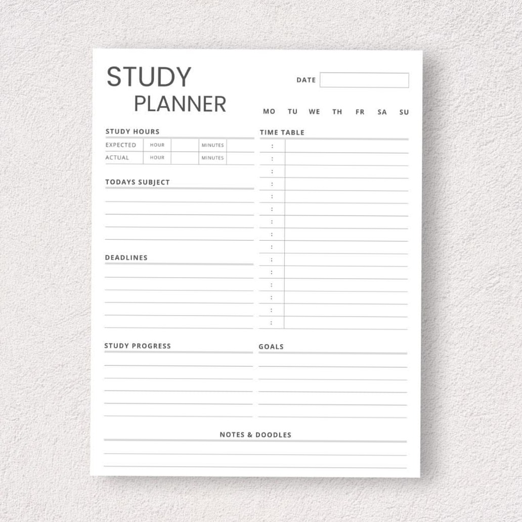 💍 👰 Editable Black & Gray Study Planner | Daily Schedule | Minimal Organizer | stay inspired all year long