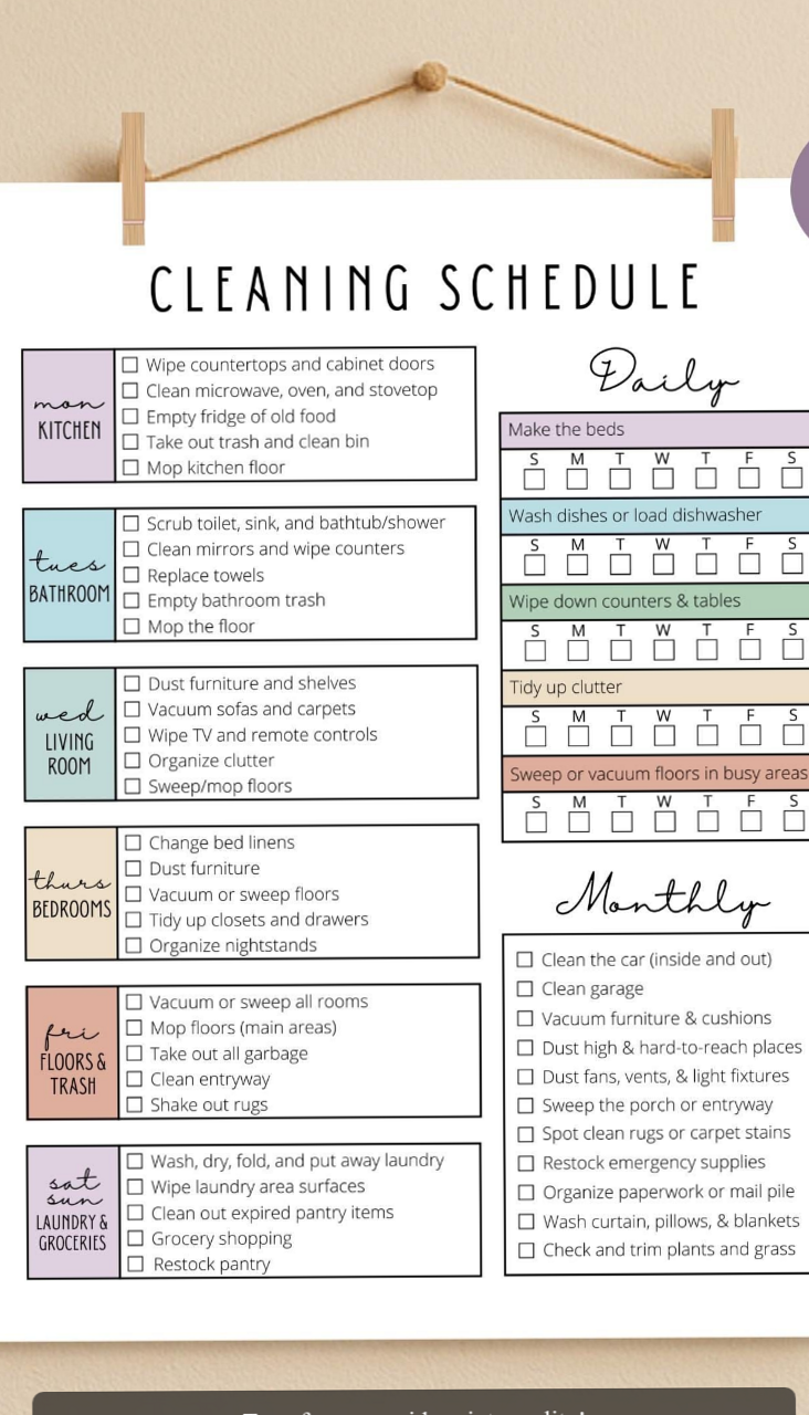 📌 📝 Editable Cleaning Schedule Checklist Planner | essential planning guide