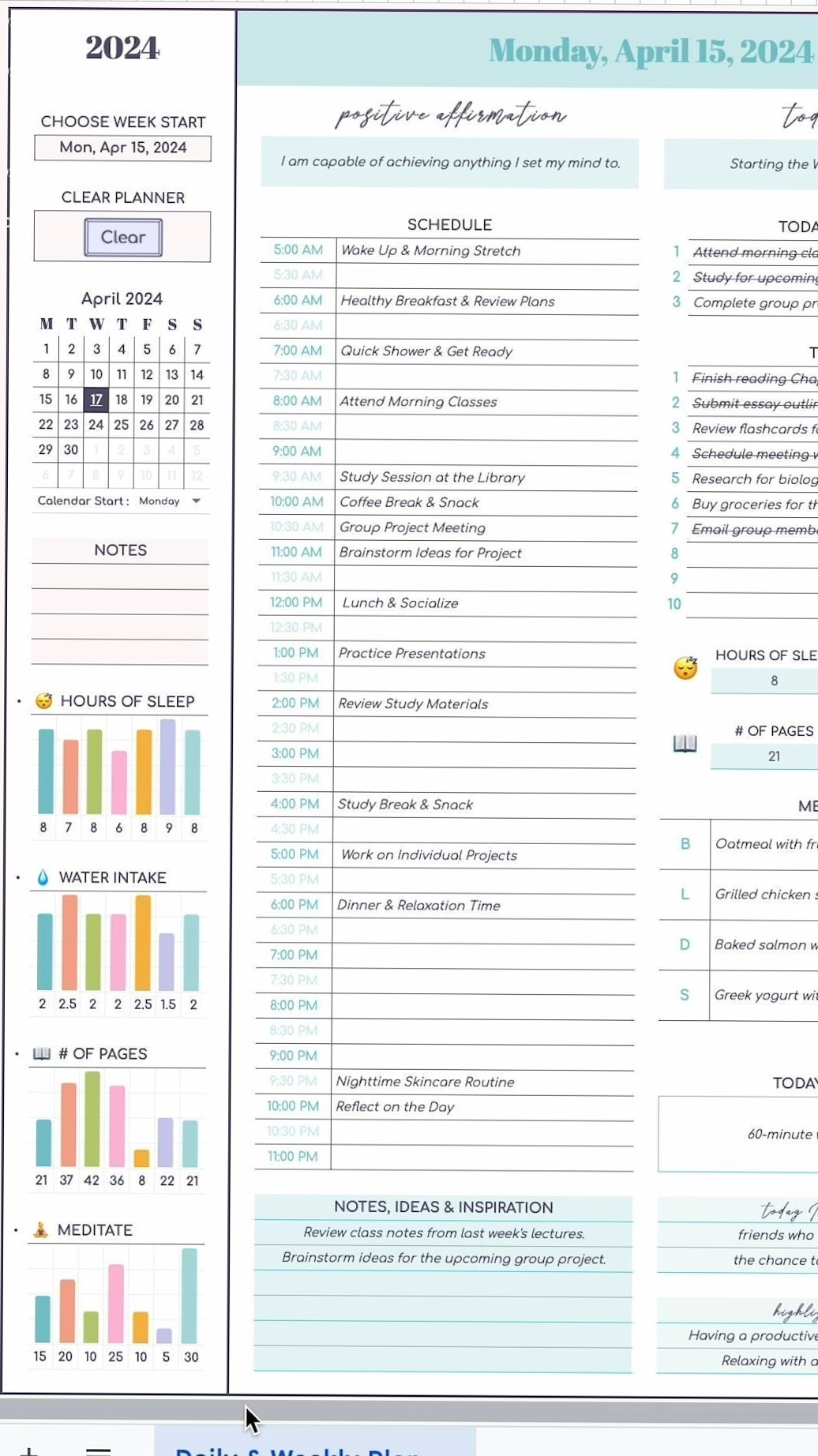 📌 📌 Efficient Daily & Weekly Time Blocking Planner Template | dream life manifestation