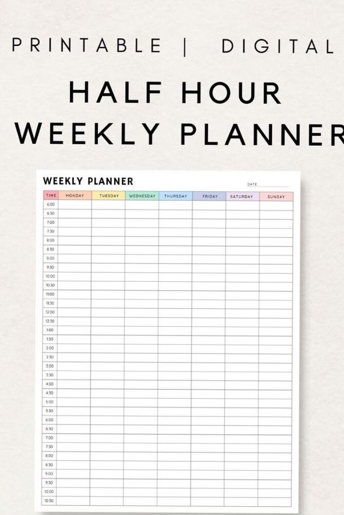 Efficient Weekly Planner — 30-Minute Printable Design — 💌 💍 romanticize your routine