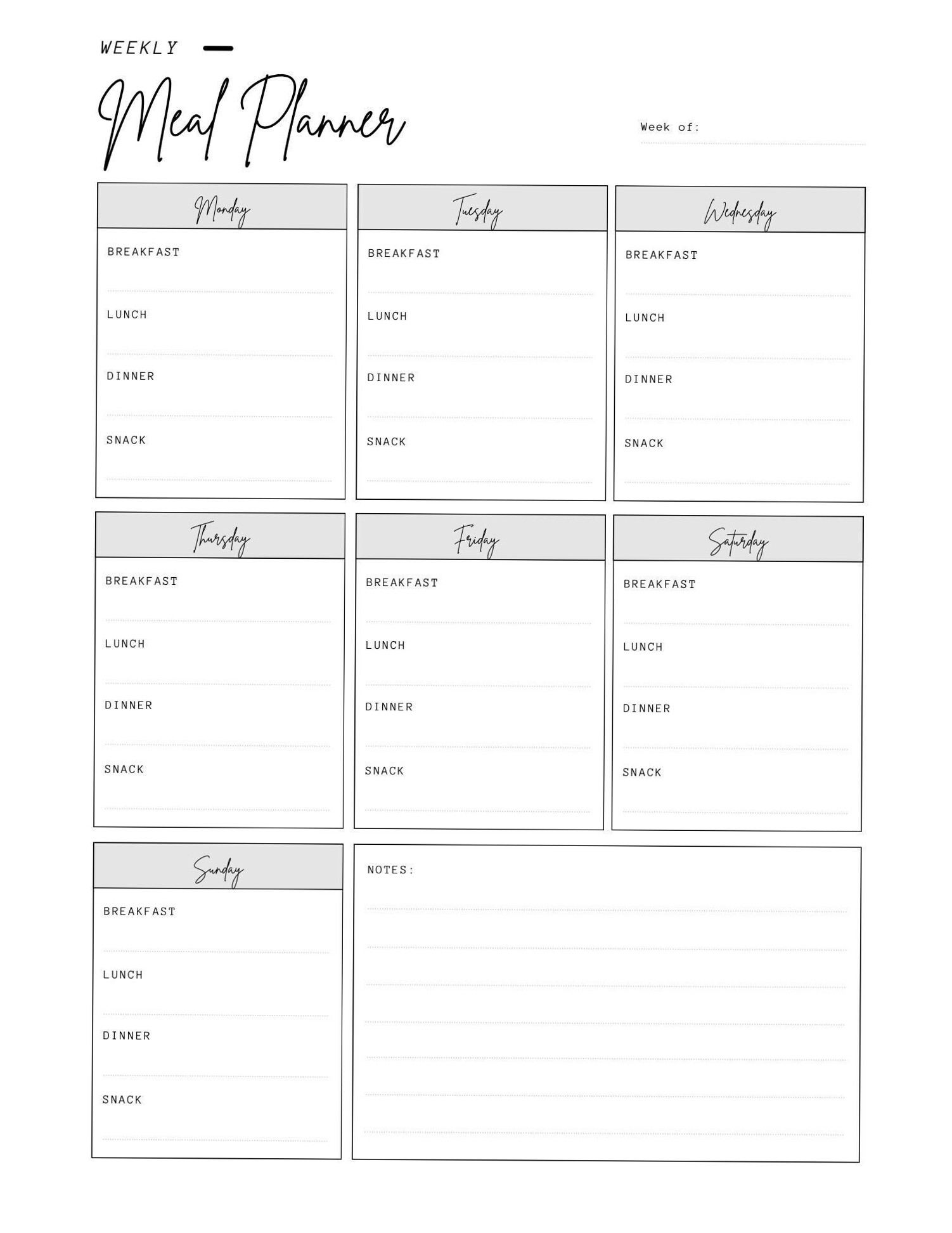 Effortless Meal Planner Printable for Creative Kitchens — 💎 🖌️ dream life manifestation