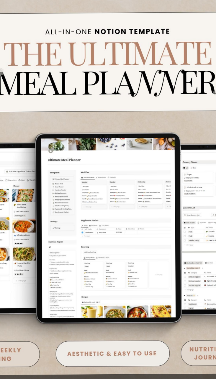 ☁️ 🎀 Effortless Meal Planning & Grocery Lists | Notion Template | game-changing digital system