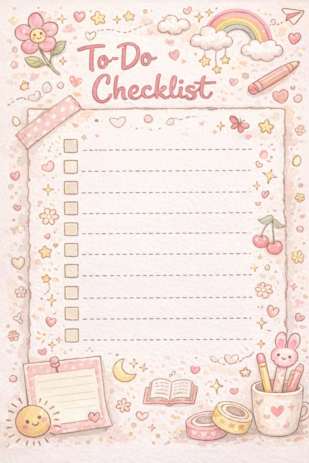 📅 📝 essential planning guide: Cute Glow-Up To-Do Checklist | Soft Girl Daily Planner
