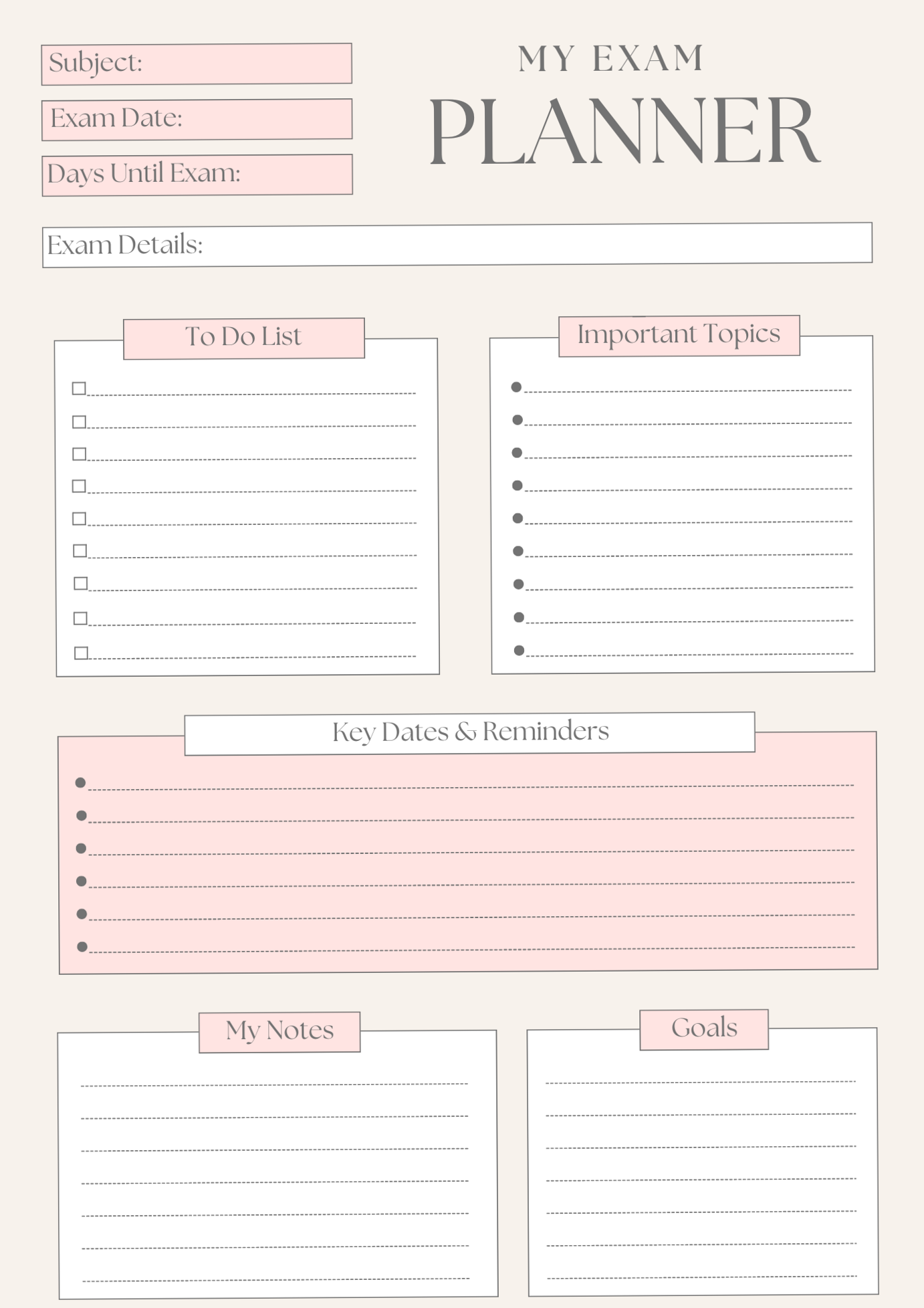 📝 📊 Exam Planner Printable | Revision Study Planner PDF 705 | secret to staying productive