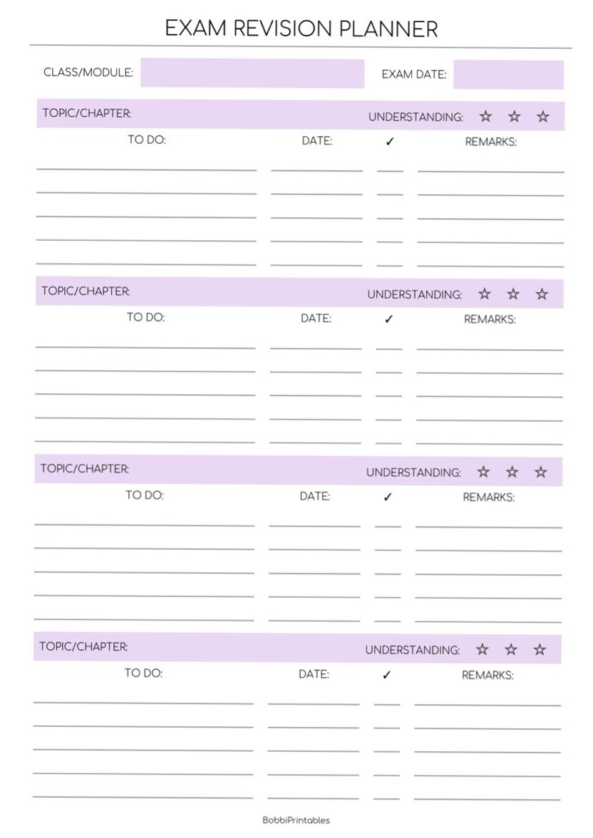 🪄 🖌️ Exam Revision Planner — Purple Design | stay inspired all year long