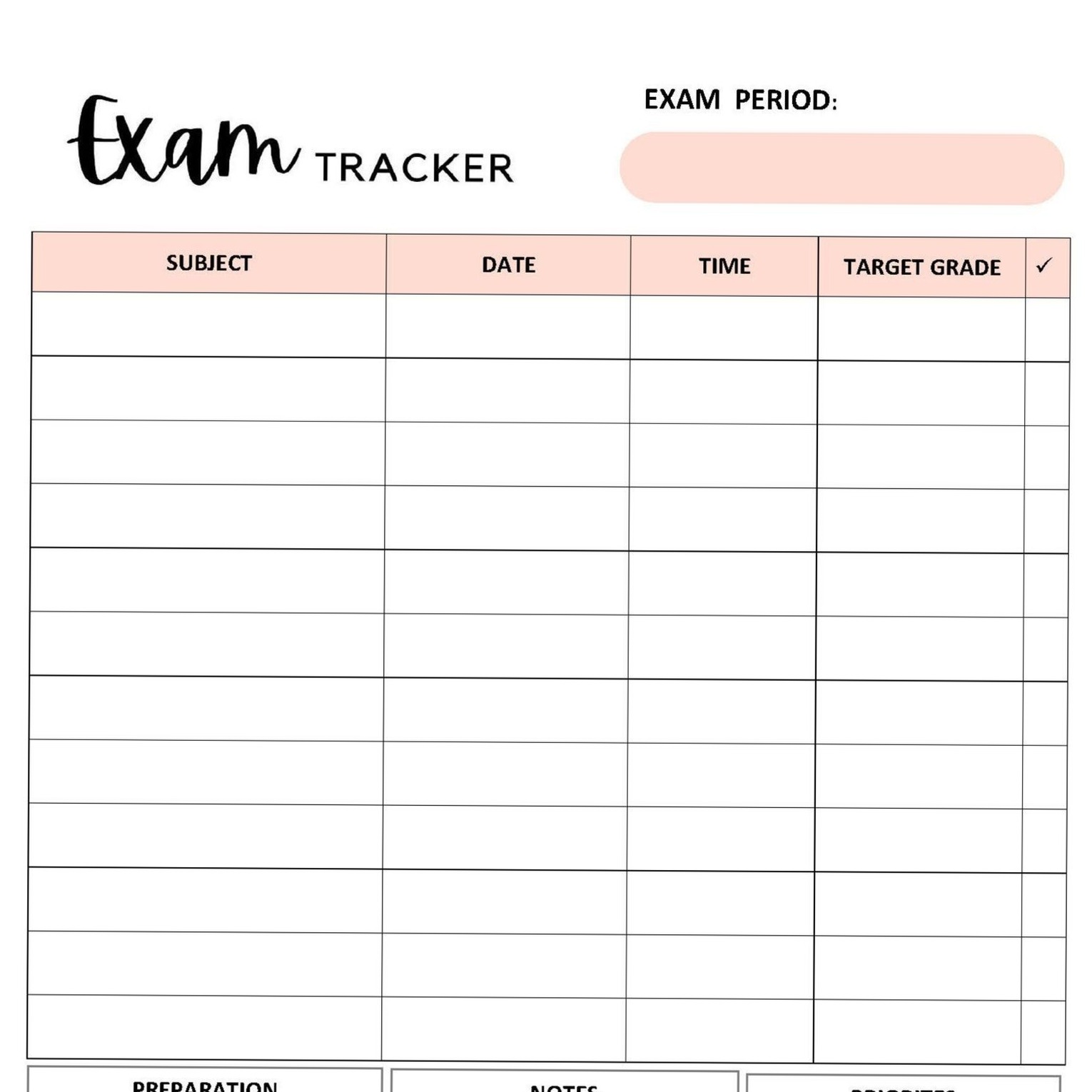 Exam Tracker A4 Planner Inserts for College Students — 🌿 🌿 ultimate printable checklist