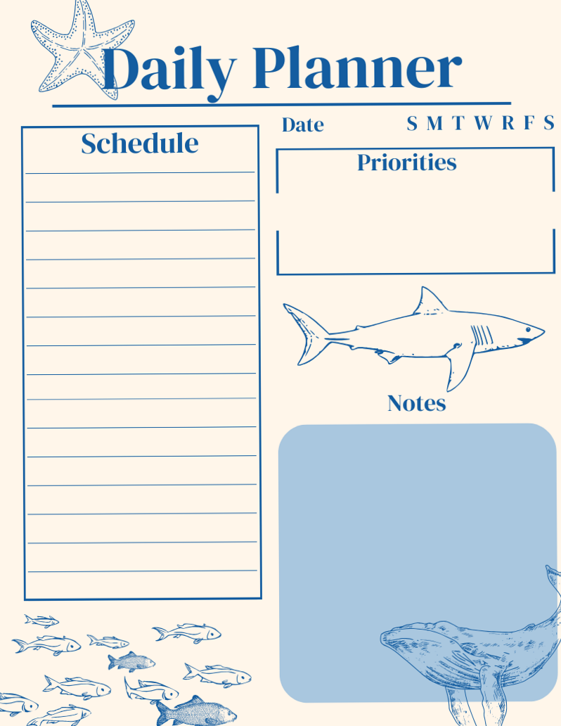 🎀 🕯️ Fish-Themed Daily Planner Design | romanticize your routine