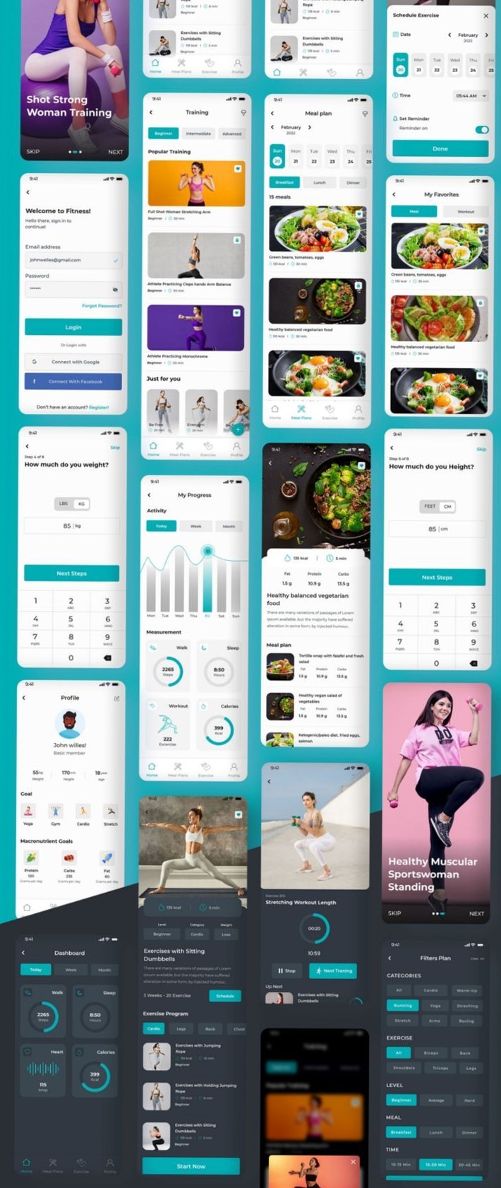 FitMeal — Fitness & Meal Planner UI Kit for XD & Figma — 🍰 🥂 romanticize your routine