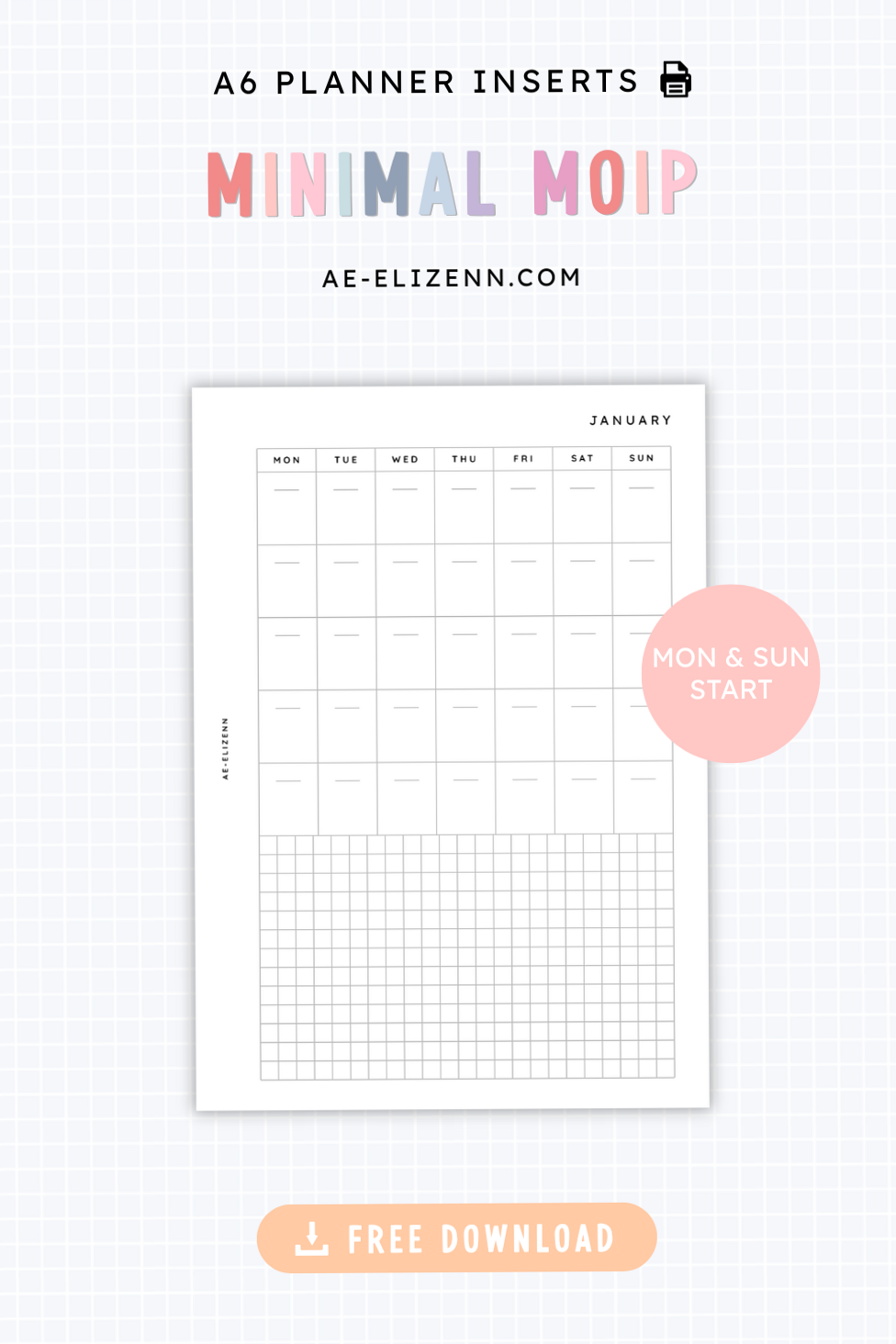 💍 💌 Free A6 Minimal Monthly Planner Inserts | PDF Downloads | secret to staying productive