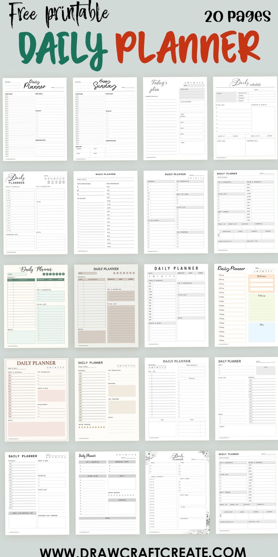 Free Daily Planner Printables (20 Templates) — 🌿 🕯️ romanticize your routine