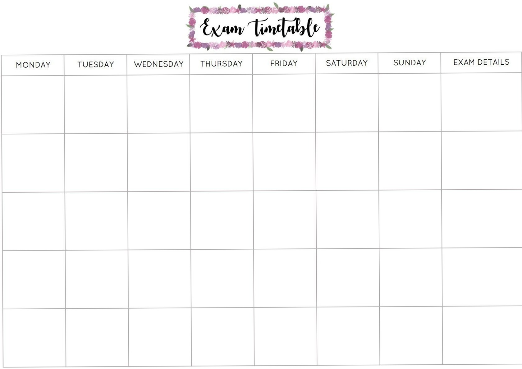 🪄 💎 Free Exam Timetable Printable for Studious Days | romanticize your routine