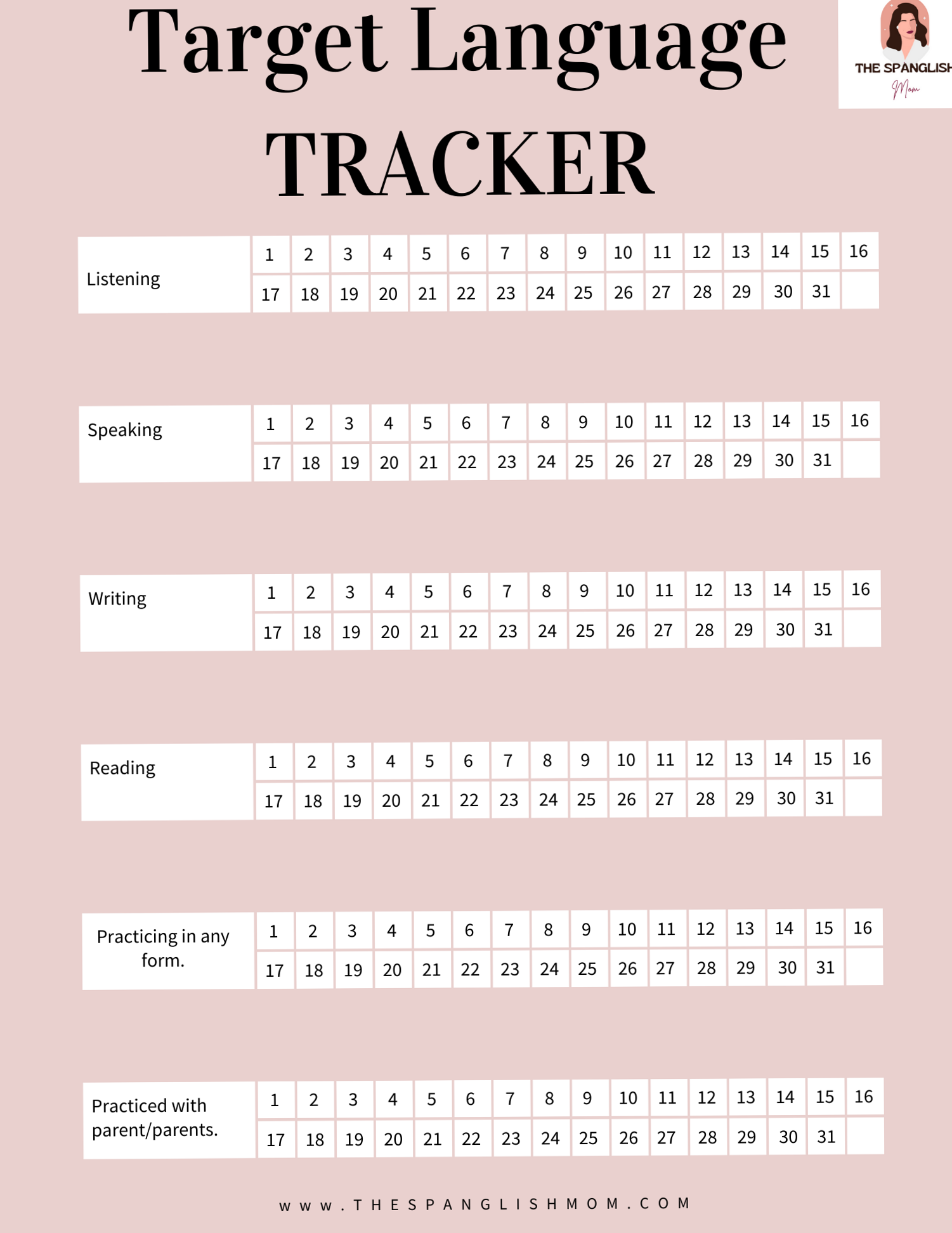 💍 🌸 Free Language Trackers for Digital Design & Planners | ultimate printable checklist