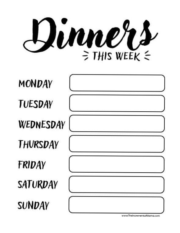 👰 🥂 Free Meal Planner Printables for Every Occasion | romanticize your routine