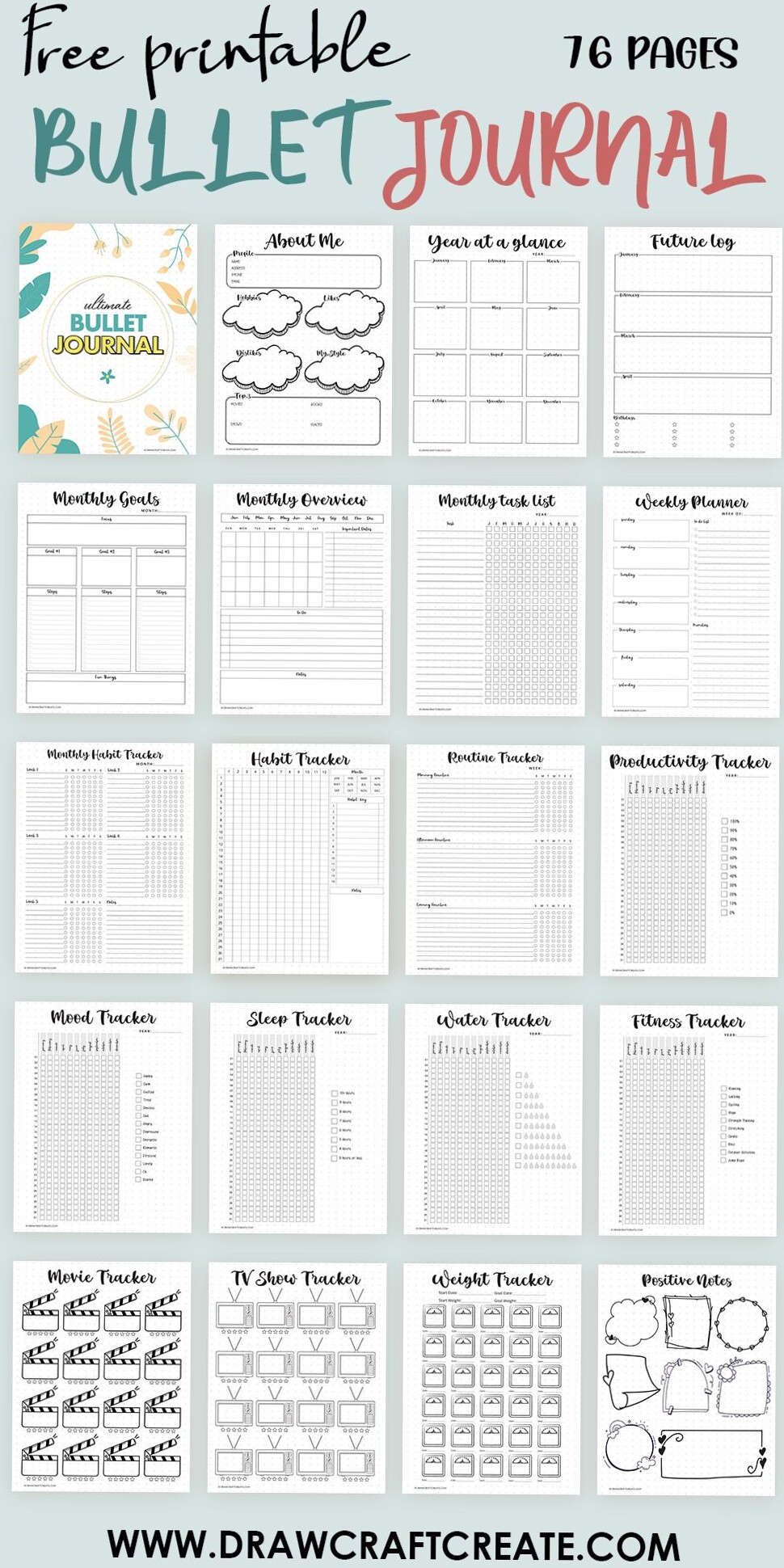 Free Printable Bullet Journal Templates (76 Pages) — 🎀 🎀 stay inspired all year long