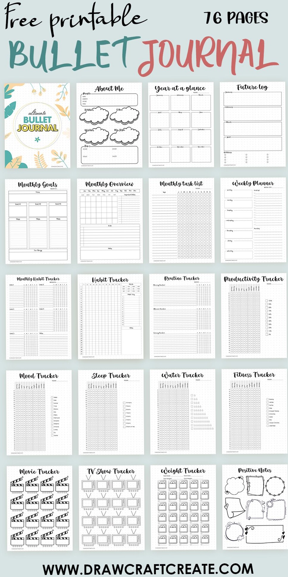 Free Printable Bullet Journal Templates (76 Pages) — 🤍 🕯️ romanticize your routine
