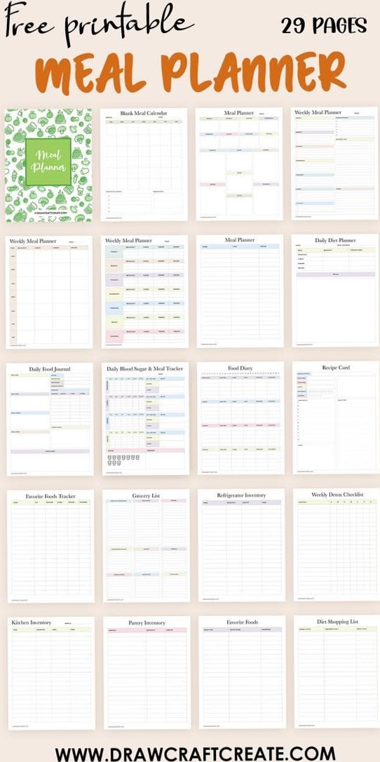 Free Printable Meal Planner Templates for Creative Living — 📊 🖇️ romanticize your routine