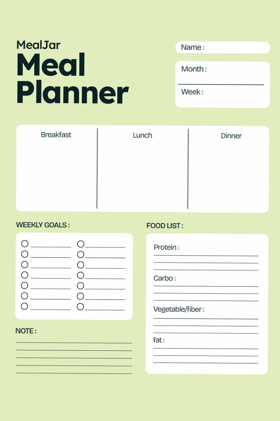 Free Printable Meal Planner | Daily Food List Template — 🌿 🤍 dream life manifestation