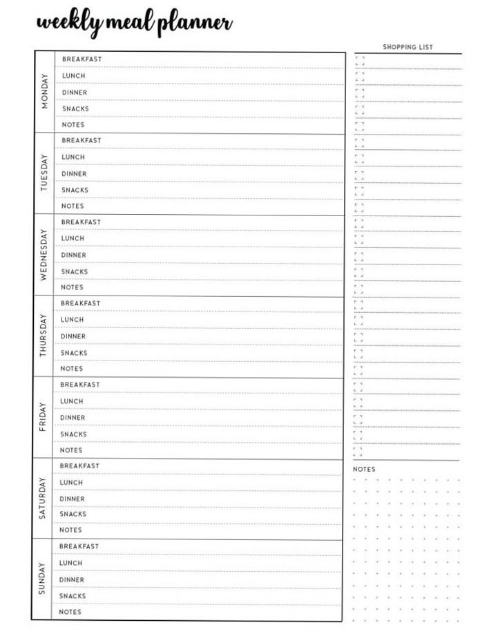 🌈 💎 Free Printable Weekly Menu Planner for Creative Living | romanticize your routine