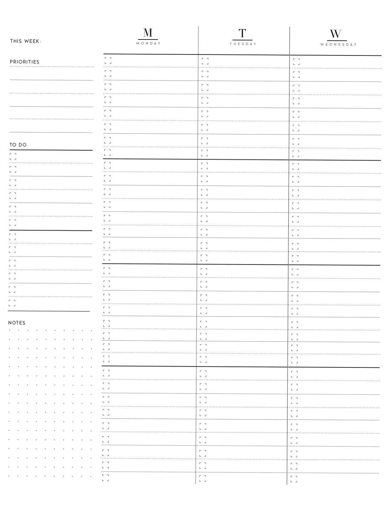 Free Printable Weekly Planner — Two Page Layout — 📝 📌 secret to staying productive