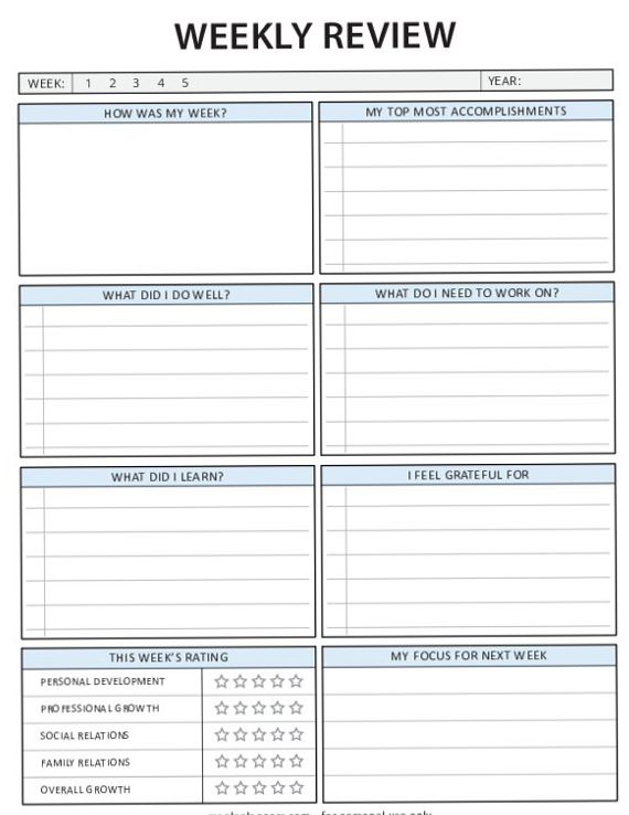 🖌️ 🪄 Free Printable Weekly Review Template for Planners & Creatives | dream life manifestation