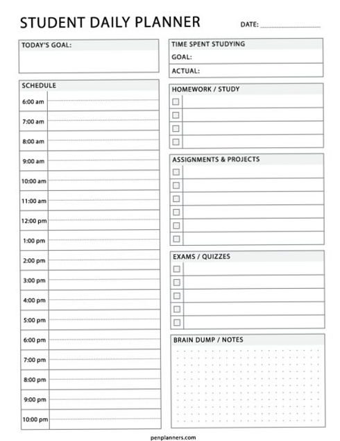 ☁️ 🌿 Free Student Daily Planner PDF — Academic Study Tracker | PenPlanners | ultimate printable checklist