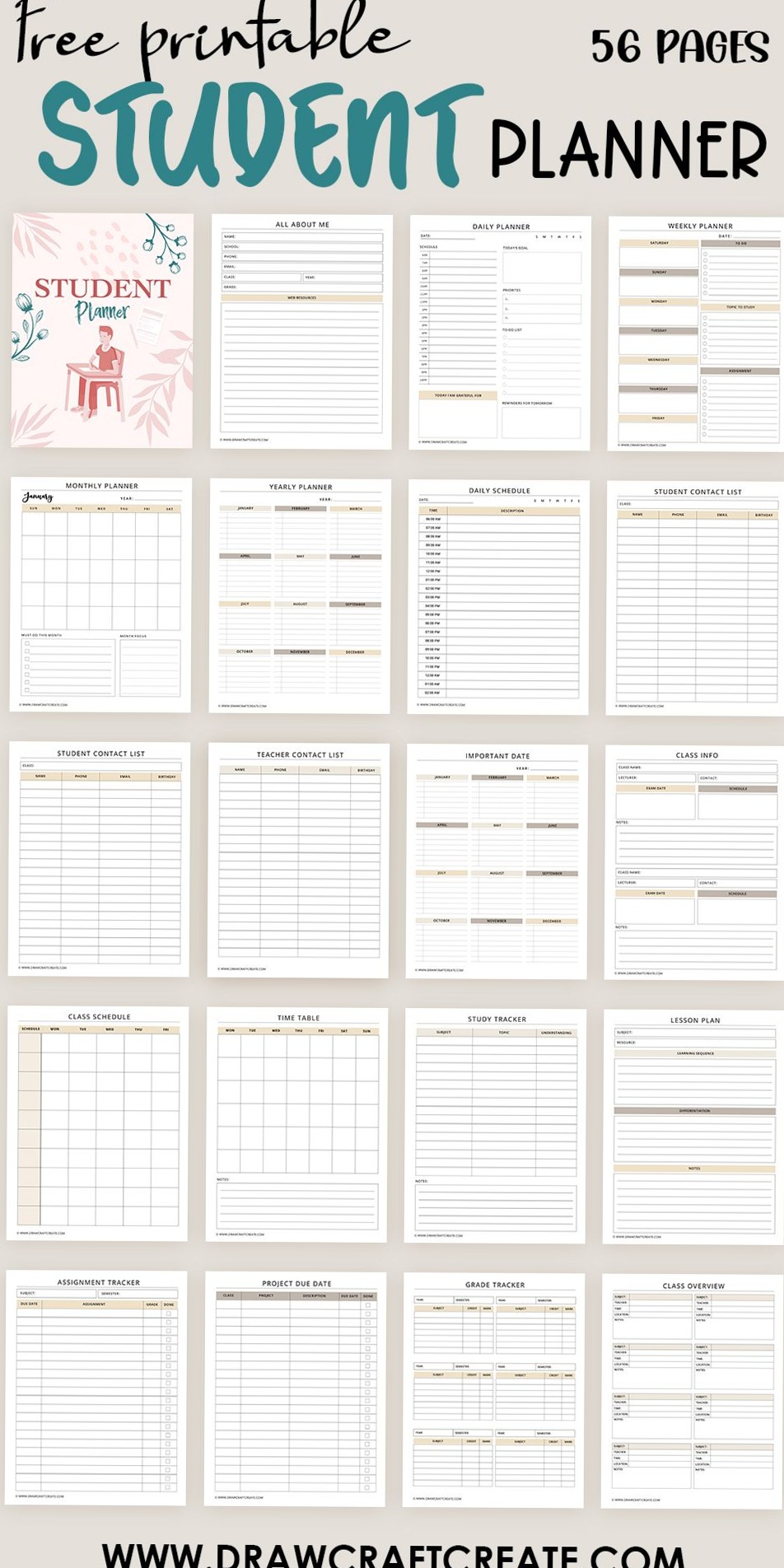🎀 ✨ Free Student Planner Printable (56 Pages) | dream life manifestation
