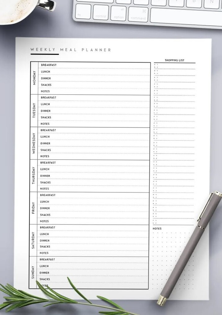 💌 🍰 Free Weekly Meal Planner Template for Creative Designers | stay inspired all year long