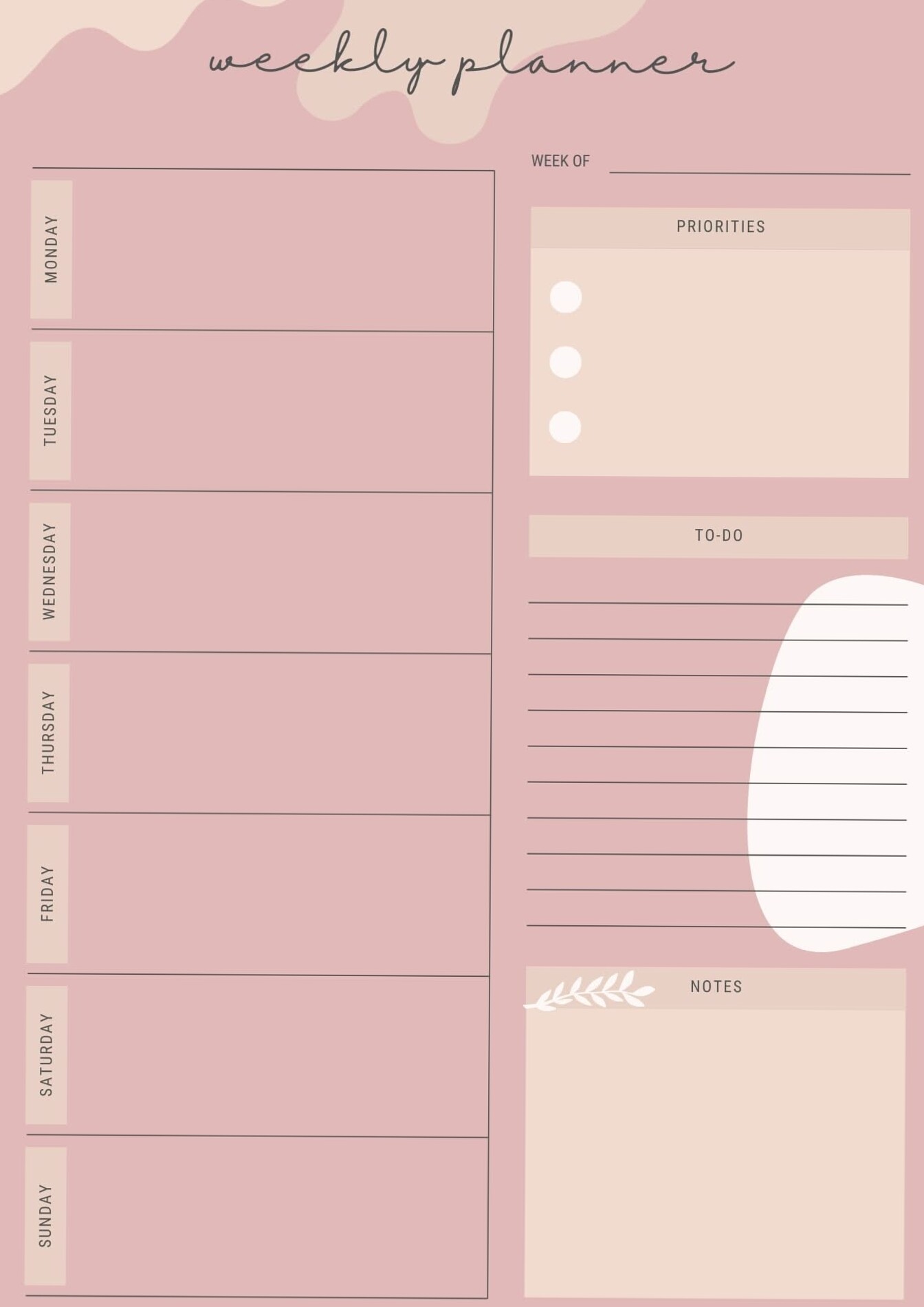 Free Weekly Planner for Productive Girls — 🖇️ 📌 romanticize your routine