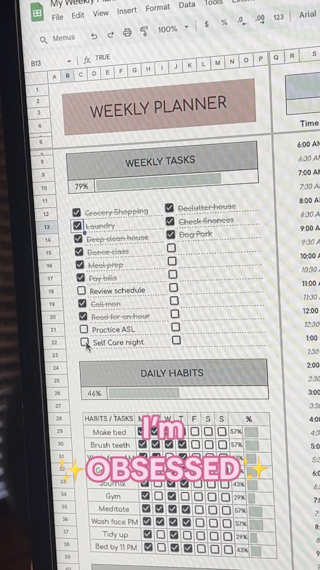 Free Weekly Planner Google Sheets Template for Easy Organization — 🥂 💌 romanticize your routine