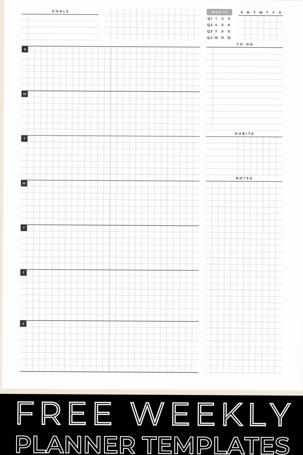 📝 📌 Free Weekly Planner PDF | US Letter | Sunday Start | Bullet Journal Ready | secret to staying productive