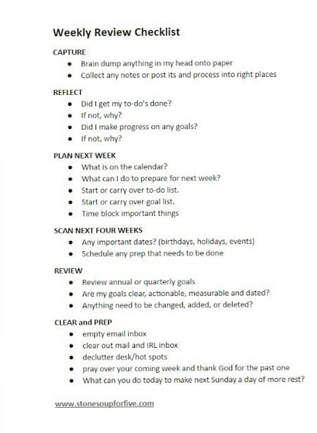 FREE Weekly Review Checklist (Stone Soup for Five) — 🖇️ 📊 seamless organization hack