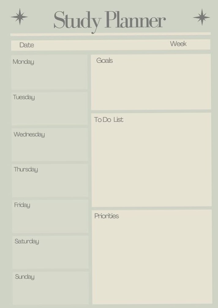 FREE Weekly Study Planner for Any Subject — 🪄 🌈 romanticize your routine