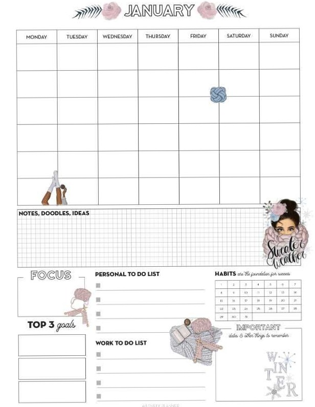 🖇️ 📝 Free Winter Planner Pack for January | romanticize your routine